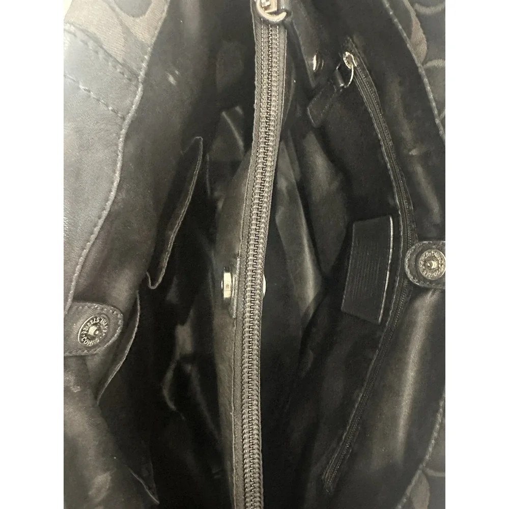 Coach Ashley F19244 Black Signature C Jacquard Leather Carryall Shoulder Bag